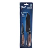 Juego Cuchillos Ac Santoku 2 Piezas Oster Gunderson Negro